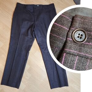 ETRO Brown Pink Stripe Dress Pants Wool Size 56L (38)